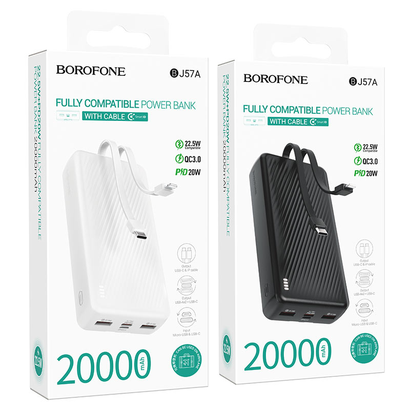 borofone bj57a graceful 22 5w pd20w портативный аккумулятор 20000mah упаковка